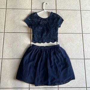 navy blue homecoming dress . worn once . top is sparkly and bottom is poofy